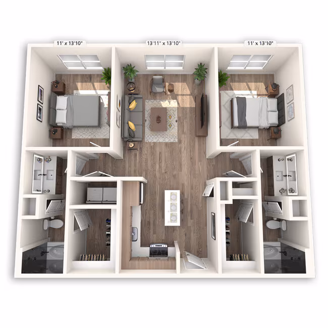 2 Beds • 2 Bath 2061 floor plan